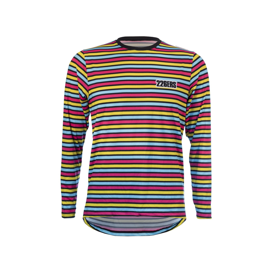 Camiseta running manga larga de rayas