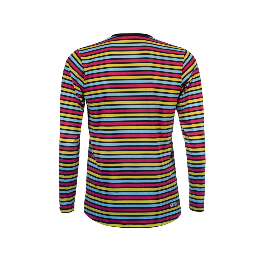 Camiseta running manga larga de rayas